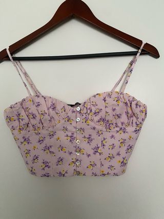 Top floral Zara rosa y morado