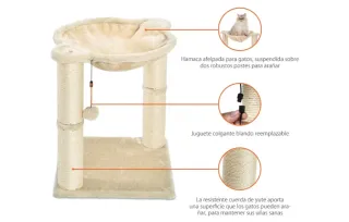 Rascador para gatos con hamaca y juguete
