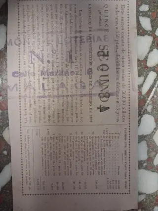 Décimo Lotería antigua