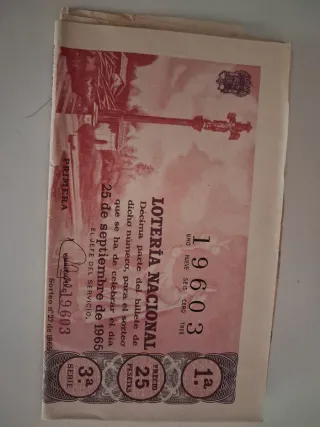 Décimo Lotería antigua