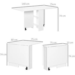 Mesa de Comedor Plegable de Madera Blanco