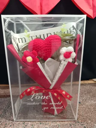 Ramo de flores crochet corazón