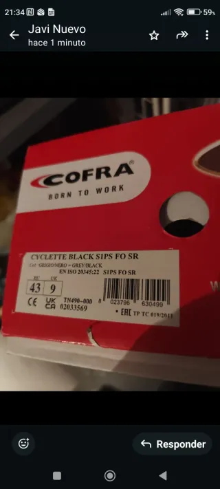 Zapatos de seguridad COFRA negros y naranjas