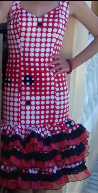 Vestido Flamenca Lunares Rojo y Negro