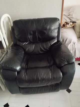 Sofá Relax Negro Piel