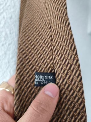 Corbata Celine Paris Seda Beige/Marrón Hecha a Man