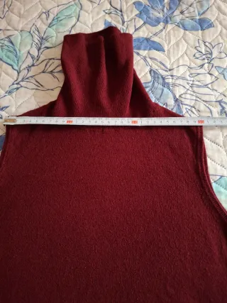 Top Zara sin mangas cuello alto rojo burdeos