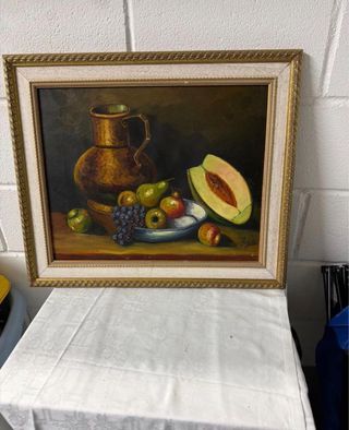 Lienzo Pintura Bodegón Frutas Jarrón