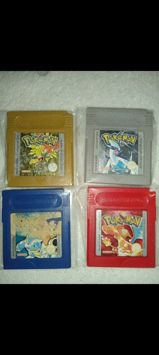 Lote 4 Juegos Pokémon /GB (Plata, oro, azul, rojo)