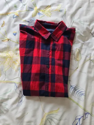 Camisa cuadros roja y azul Talla S