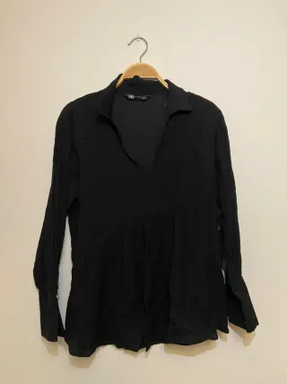 Blusa Zara Negra Manga Larga