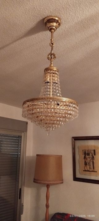 Lámpara de techo de cristal dorada