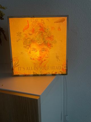 Lámpara artesanal caja madera