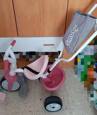 Triciclo Smoby rosa con bolsa