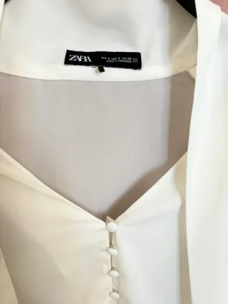 Blusa Zara Blanca con Lazo