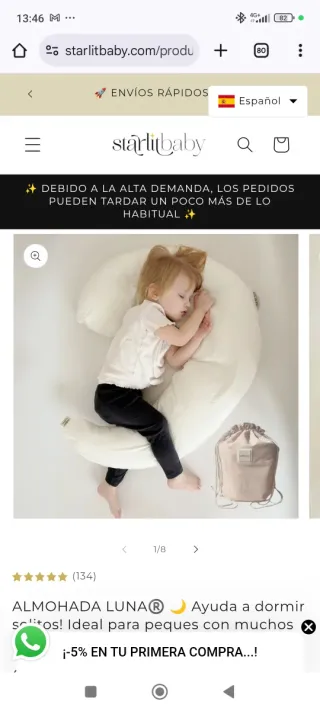 Cojín Luna Starlitbaby + funda