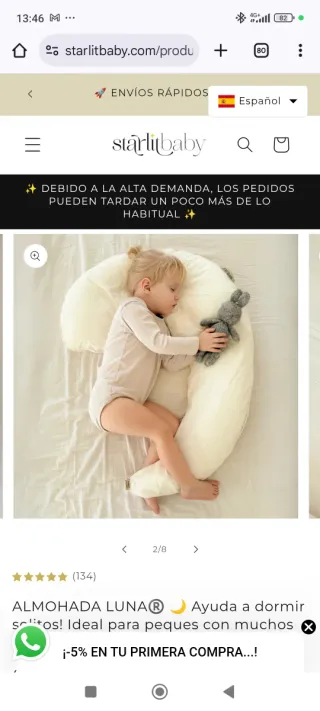 Cojín Luna Starlitbaby + funda