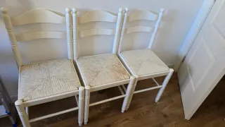 3 Sillas Comedor Madera Mimbre