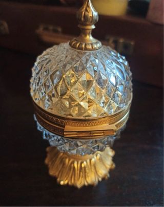 Cenicero Cristal y Bronce Art Deco