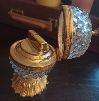 Cenicero Cristal y Bronce Art Deco