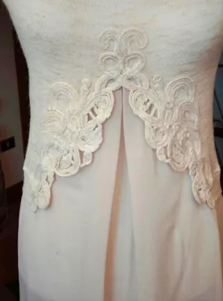 Maglione donna beige con pizzo