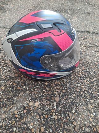 Casco HJC talla XS color rosa,azul, gris
