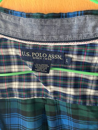 Camisa Polo Assn. Tartán Azul y Verde