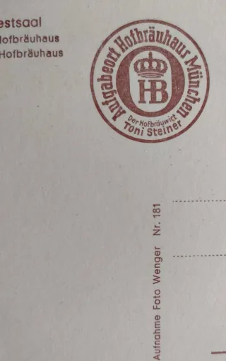 Set di 6 cartoline antiche sulla birra HB di Monaco e opuscolo sulle birre EL TURIA