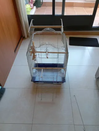 Jaula para pájaros con accesorios