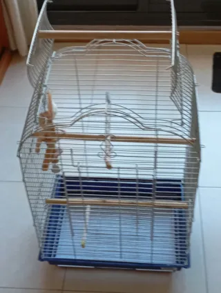 Jaula para pájaros con accesorios