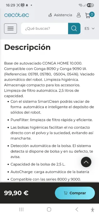 Base autovaciado Conga 8000/9000