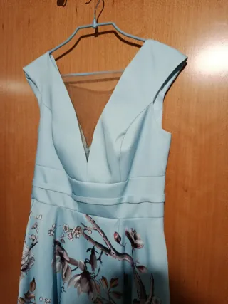 Vestido fiesta/graduación floral escote V