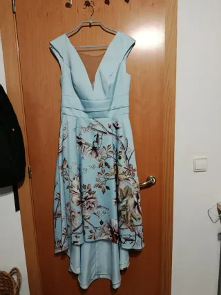 Vestido fiesta/graduación floral escote V