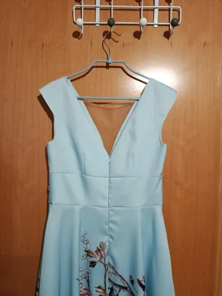 Vestido fiesta/graduación floral escote V