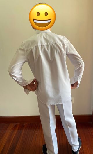 Traje de comunión azul y blanco