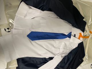 Traje de comunión azul y blanco