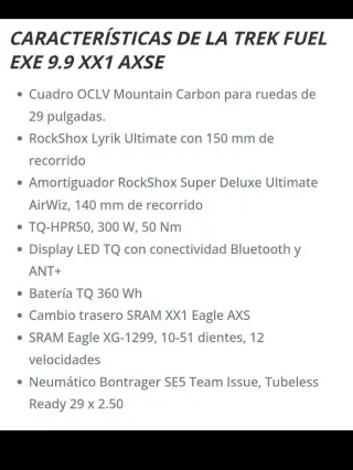 Bicicleta Eléctrica Trek Fuel EXE 9.9 XX1 AXS