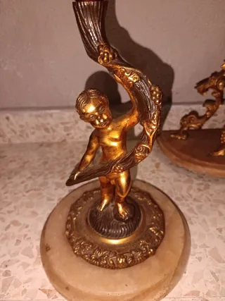 Candelabro Bronce Dorado Antiguo