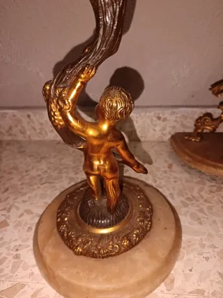 Candelabro Bronce Dorado Antiguo