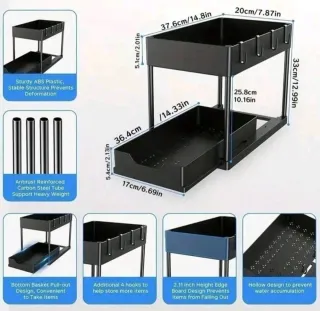 Mobiletto multiuso in plastica nero