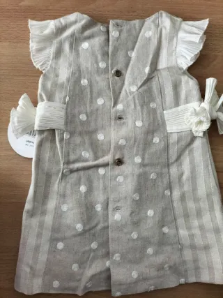 Conjunto niña de rayas y lunares crema a estrenar