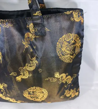 Borsetta orientale nera con draghi dorati
