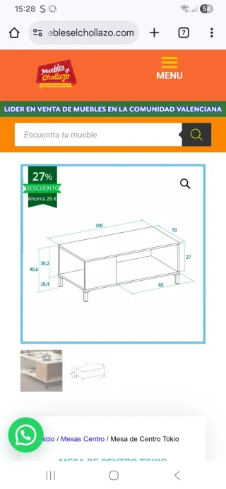 Mesa de centro moderna madera y mármol