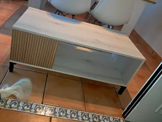 Mesa de centro moderna madera y mármol