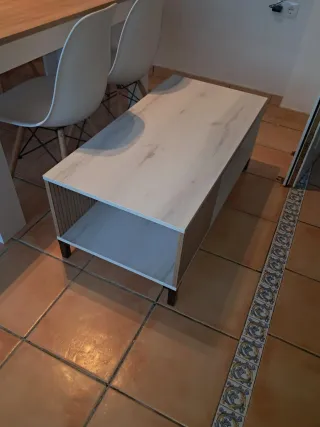 Mesa de centro moderna madera y mármol