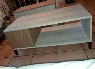 Mesa de centro moderna madera y mármol