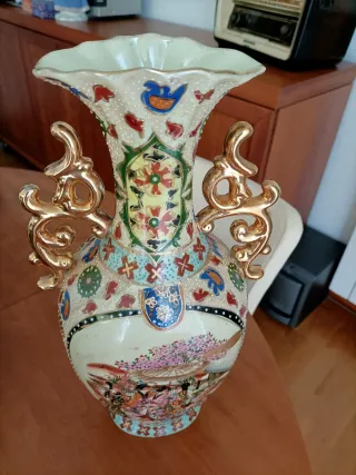 Jarrón estilo Satsuma Cerámica Dorado