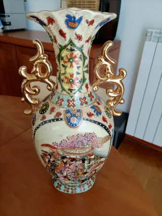 Jarrón estilo Satsuma Cerámica Dorado