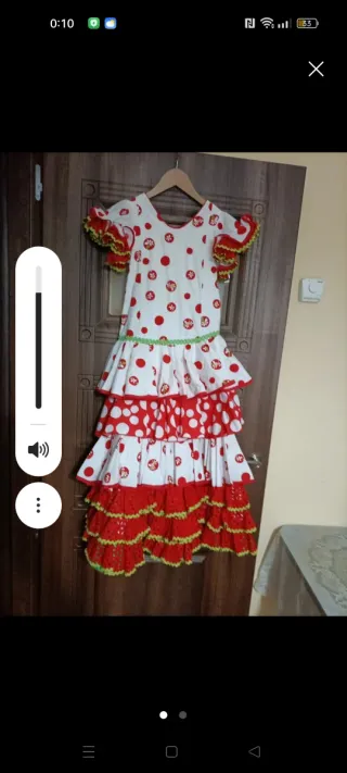 Traje Flamenca Lunares Blanco y Rojo