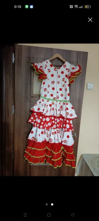 Traje Flamenca Lunares Blanco y Rojo